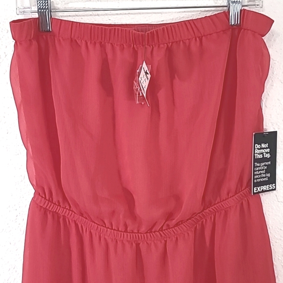 *NWT* EXPRESS Strap-Optional Flowy Orange-Red Lined Dress, size Medium - Picture 2 of 8